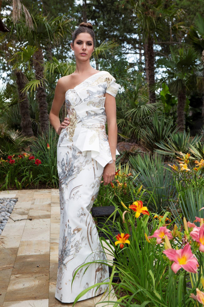 Edward Arsouni Lace And Satin Gown In White