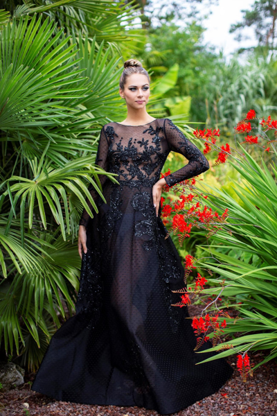 Edward Arsouni Tulle Point D'esprit Gown In Black