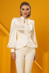 CRISTALLINI TIMELESS SILK BLOUSE WITH CONTEMPORARY WAISTCOAT AND PANTS