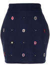 BARRIE FLORAL-MOTIF CASHMERE-COTTON STRAIGHT SKIRT