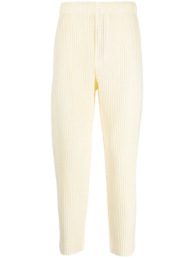 Issey Miyake Mc July Pleated Cropped Trousers In Light Yellow
