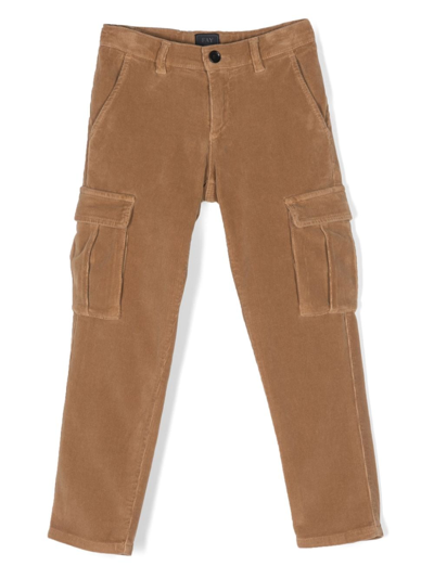 Fay Kids' Straight-leg Cargo Trousers In Brown