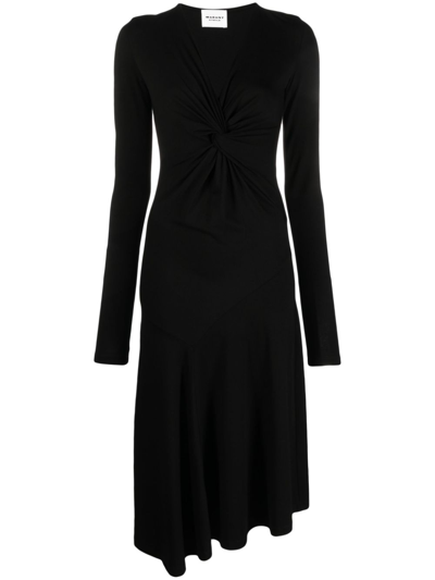 Marant Etoile Twist-detail V-neck Dress In Black