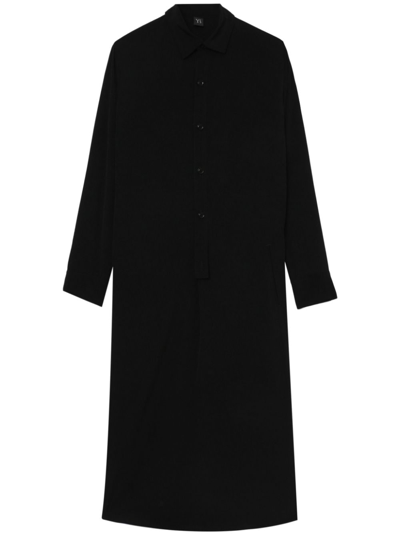 Y's Long-sleeve Buttoned Shirtdress In Black