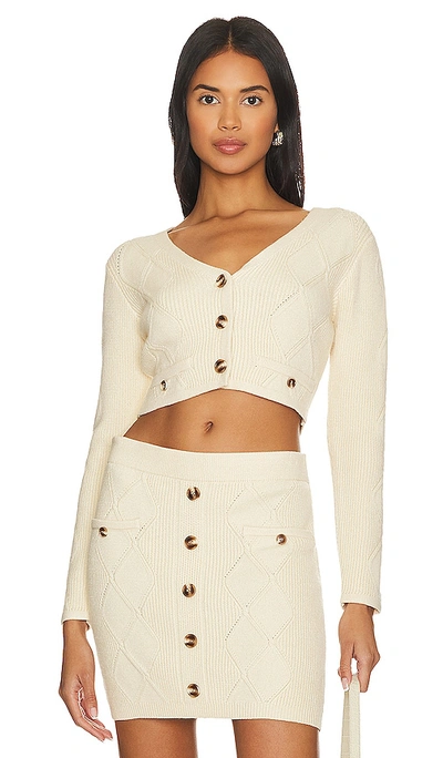 Central Park West Bella Cable Cardigan In Ivory