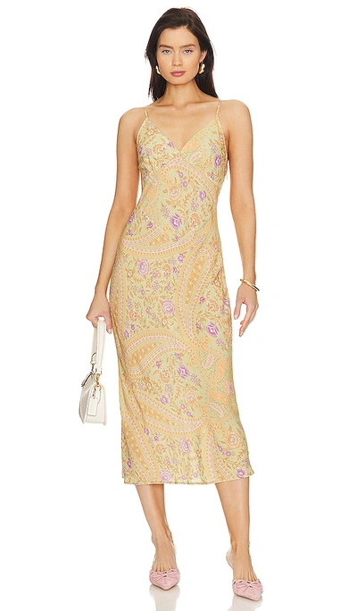 Spell Belladonna Bias Strappy Midi Dress In Yellow