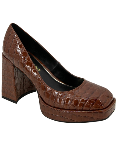 Kenneth Cole New York Bri Pump Womens Slip On Block Heel Pumps In Cognac