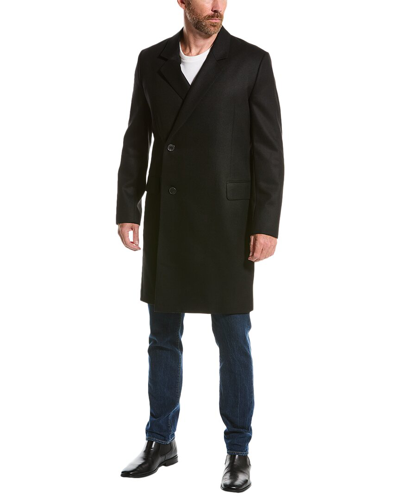 Frame Double-breasted Wool Overcoat In Black