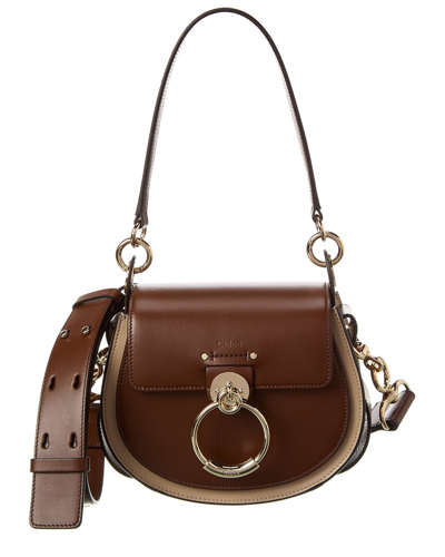 Chloé Tess Small Leather Shoulder Bag In Brown