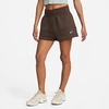 Nike Phoenix High Waisted Shorts In Baroque Brown/sail 