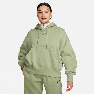 Nike Women's Sportswear Phoenix Fleece Oversized Pullover Hoodie In Oil Green/black