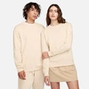 Nike Women's  Sportswear Club Fleece Crew-neck Sweatshirt In Sanddrift/white