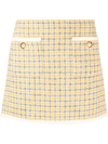 Miu Miu Bouclé Check-pattern Miniskirt In Gelb