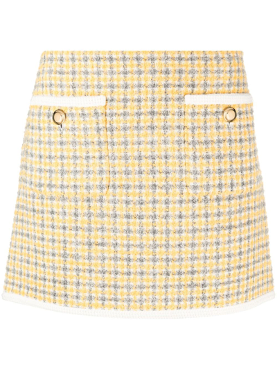 Miu Miu Bouclé Check-pattern Miniskirt In Multi