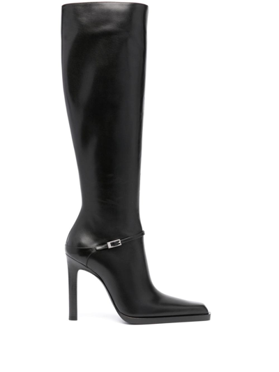 Saint Laurent 110mm Leather Boots In Schwarz