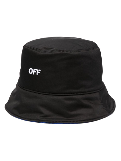 Off-white Logo-embroidered Reversible Bucket Hat In Black