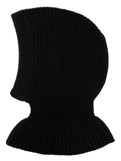 Lemaire Ribbed-knit Lambs Wool Balaclava In Charcoal