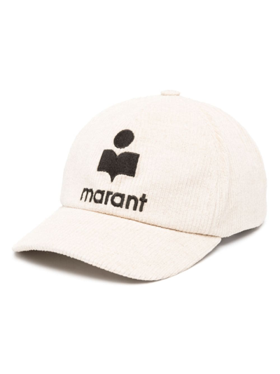 Isabel Marant Tyron Logo-embroidered Corduroy Cap In Nude