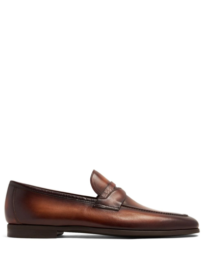 Magnanni Men's Sasso Burnished Leather Penny Loafers In Brown