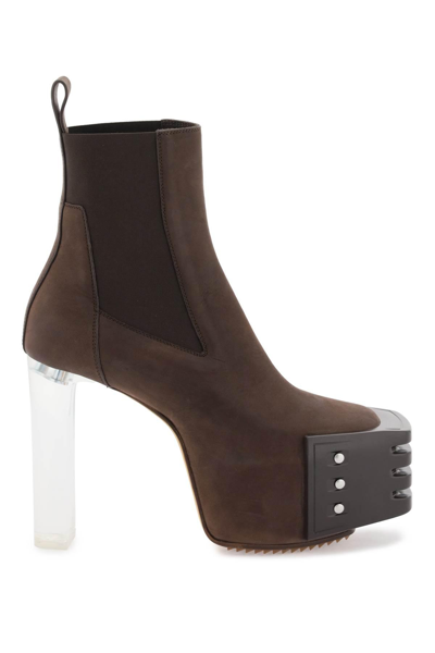 RICK OWENS PLATFORM HEELED ANKLE BOOTS