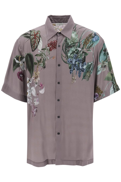 Dries Van Noten Men's Cassidye Botanical-print Sport Shirt In Purple