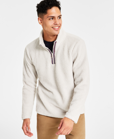 Sun + Stone Men's Dan Fleece Quarter-zip Sweater, Created For Macy's In Stone Block