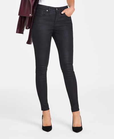 Inc International Concepts Women's Mid-rise Skinny Jeans, Created For Macy's In Deep Black Wash