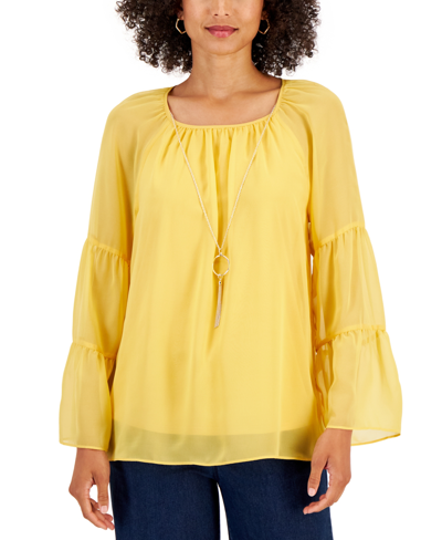Jm Collection Women's Solid Tiered Necklace Top, Created For Macy's In Saffron Gold