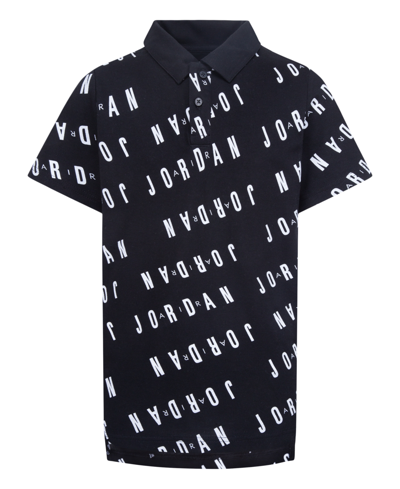 Jordan Big Boys Jumpman All Over Print Short Sleeve Polo Shirt In Black
