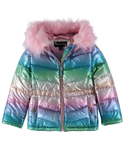 S Rothschild & Co Big Girls Metallic Anorak Coat In Rainbow