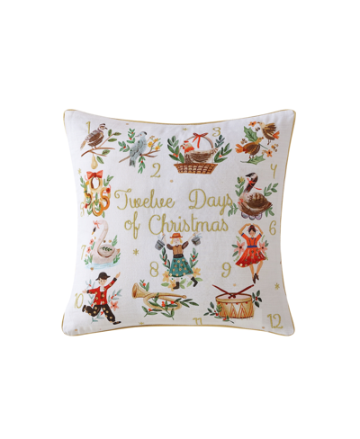 Id Home Fashions Twelve Days Of Christmas Embroidered Holiday Decorative Pillow, 18"x18" In Multi