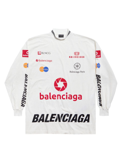 Balenciaga Top League Long Sleeve Oversized T-shirt In White