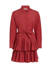 Derek Lam 10 Crosby Women's Sterling Pleated Long-sleeve Minidress In Rhubarb