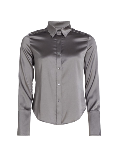 Twp Women's Bessette Stretch Silk Charmeuse Button-front Shirt In Gunmetal