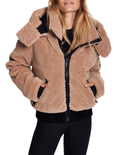 Sam Women's Nala Hooded Sherpa Jacket In Camel