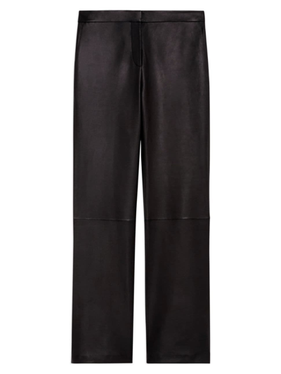 Theory Leather Slim Straight-leg Pants In Black