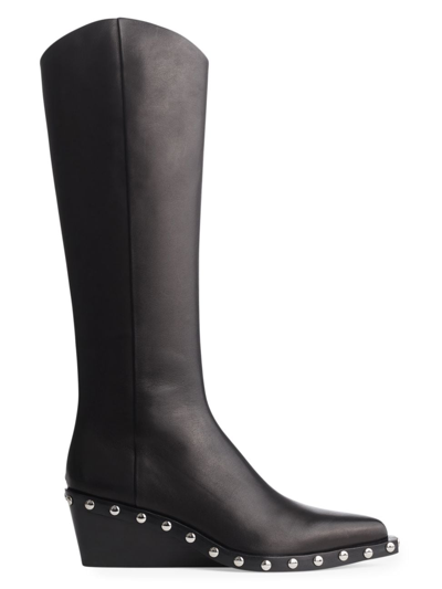 Rag & Bone Satiago Leather Wedge Knee Boots In Black