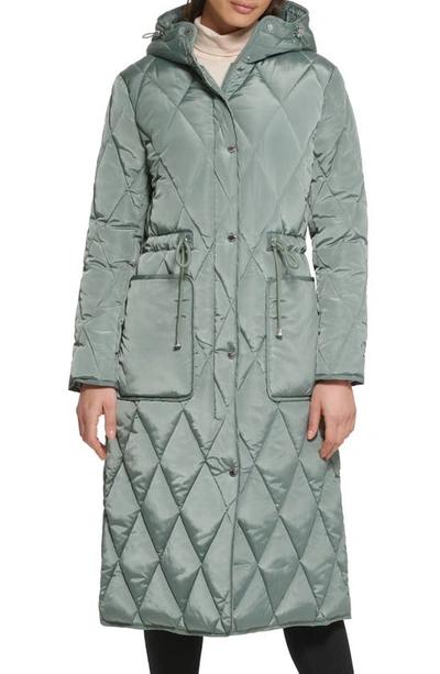 Kenneth Cole New York Stadium Length Puffer Jacket In Sage