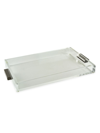 Tizo Lucite Handled Tray In Silver Clear