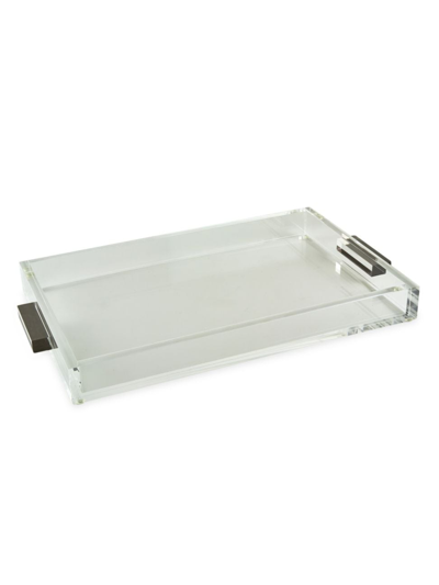 Tizo Lucite Handled Tray In Silver Clear