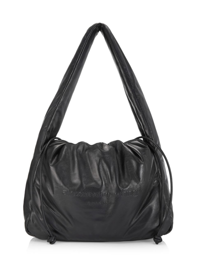 Alexander Wang Ryan Puff Shoulder Bag In Black Leather In Noir