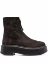 The Row Zipped Boot 1 Suede Ankle Boots In Dark Brown