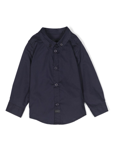 Fay Babies' Button-down Cotton Shirt In Blau