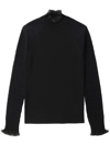 3.1 Phillip Lim Frilled-collar Fine-ribbed Jumper In Schwarz