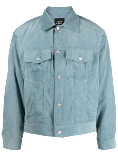 Studio Tomboy Buttoned Corduroy Shirt Jacket In Blau