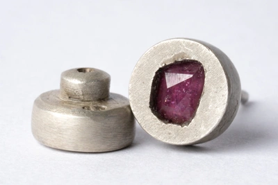 Parts Of Four Sterling Silver And Ruby Single Earring