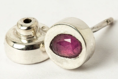 Parts Of Four Stud Earring (0.2 Ct, Ruby Slice, Pa+rub) In Silver
