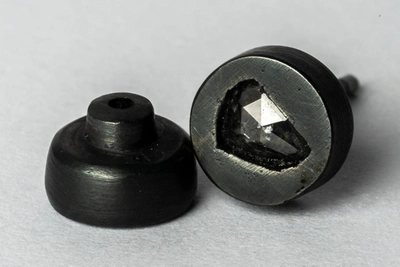 Parts Of Four Stud Earring (0.2 Ct, Tiny Faceted Diamond Slab, Ka+fcdia) In Black Silver