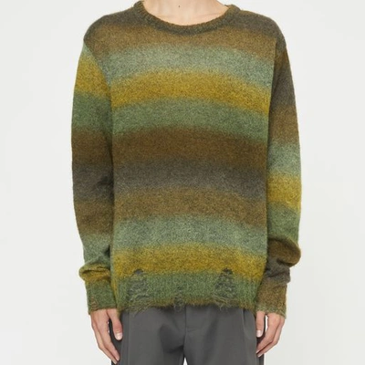 Song For The Mute Striped Crew-neck Jumper In Army