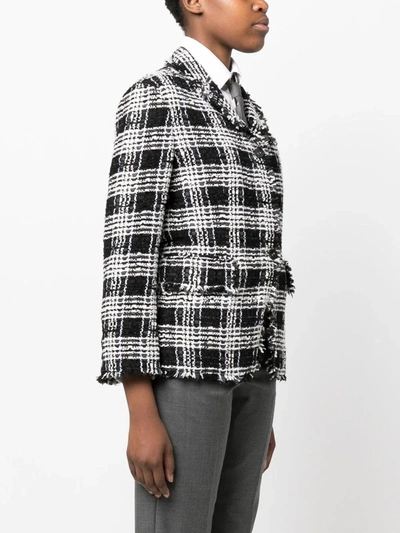 Thom Browne Check-pattern Tweed Jacket In Black 001